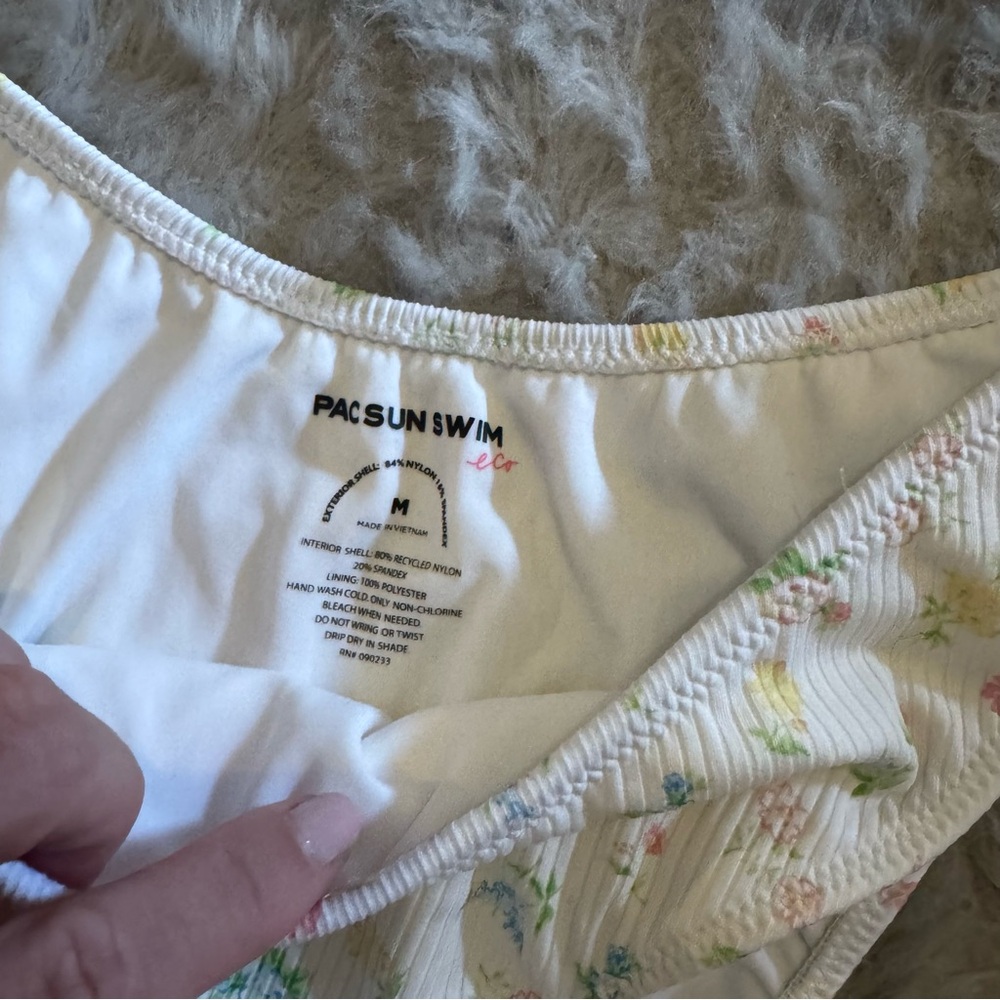 PacSun Eco Floral Nessa Ribbed Bralette Top & Scoop High Cut Bottom Bikini Set - Picture 15 of 16